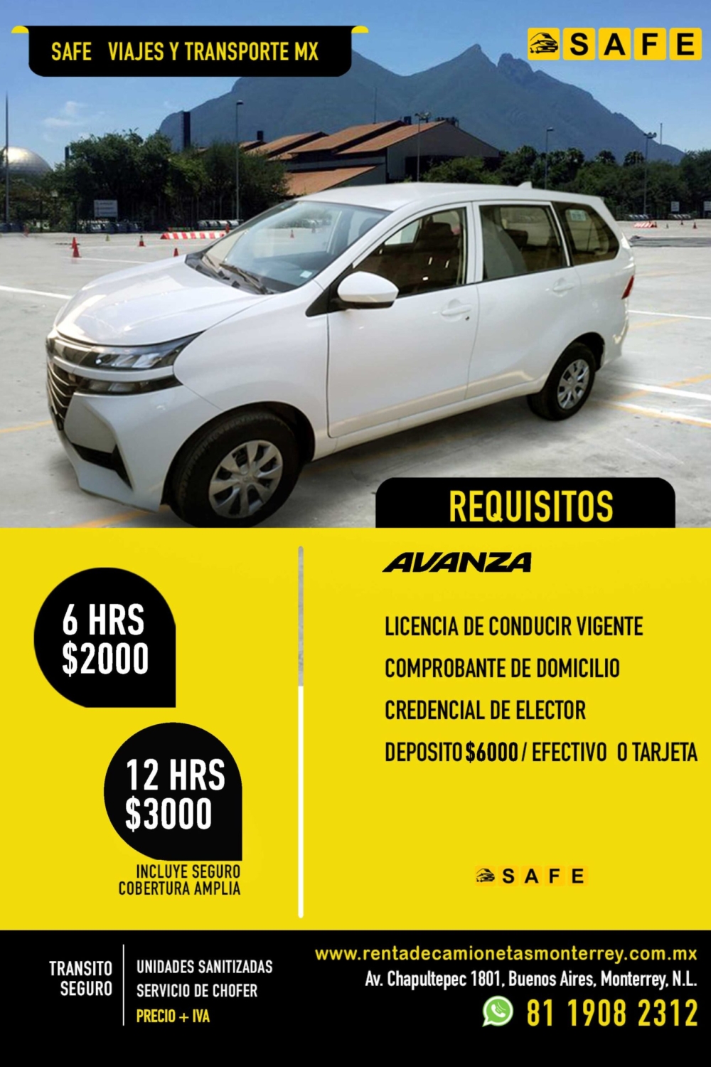 Renta de en Mty. Renta de de Pasajeros en Monterrey